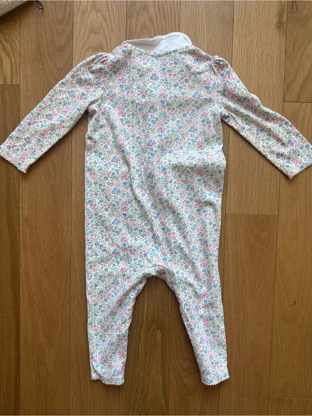 Ralph Lauren Floral Pink & White Baby One-Piece with Peter Pan Collar